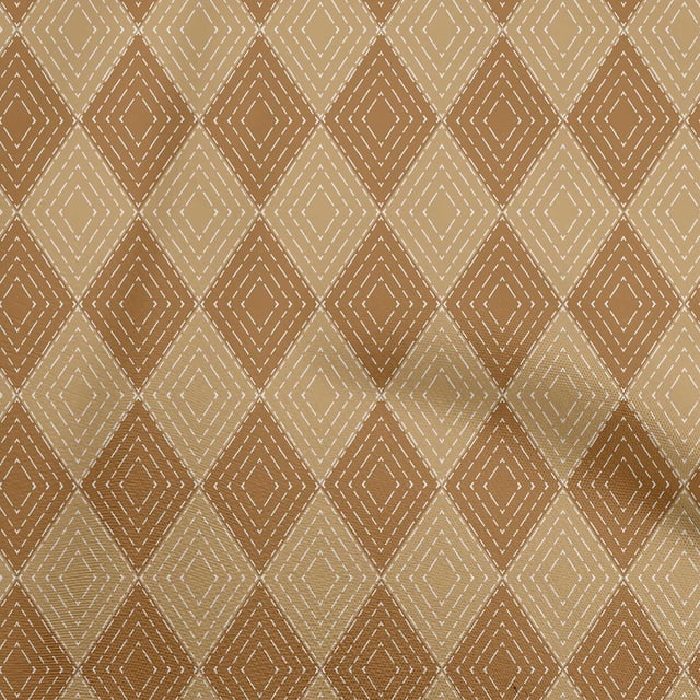 oneOone Cotton Jersey Brown Fabric Check Argyle Craft Projects Decor Fabric Printed By The Yard 58 Inch Wide