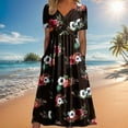thumbnail image 2 of Ruyang Women Short Sleeve Maxi Dress Wrap V Neck Casual Long Dresses Spring Summer Flowy Beach Sun Dress With Pockets V Neck Wrap Dress for Women, 2 of 5