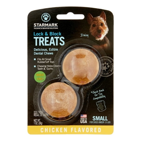 Starmark Lock & Block Chicken Small Breed Dry Dog Treat, 2