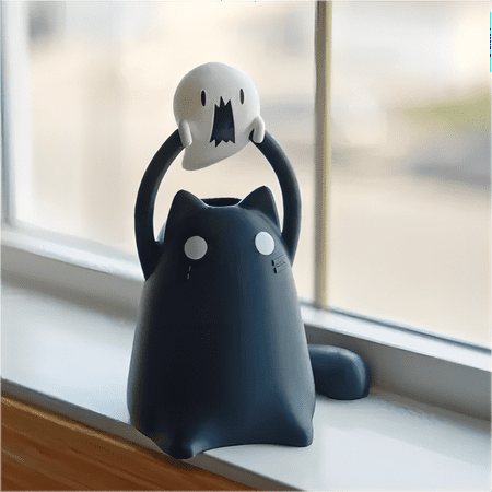 

Caihaooo Cat Holding A Lamp Kitty Figurine LED Nightlight Decoration Cute October Desk Figure Trick Or Treating Starlight Projector Smart Gadgets