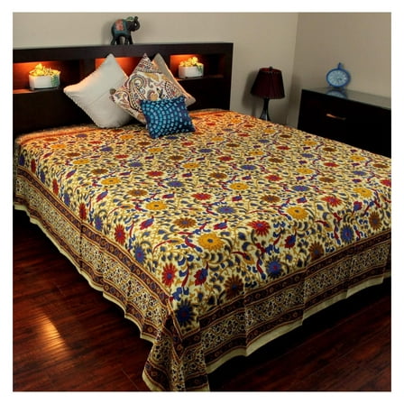Indian Bedspread ? Cotton Sunflower Print