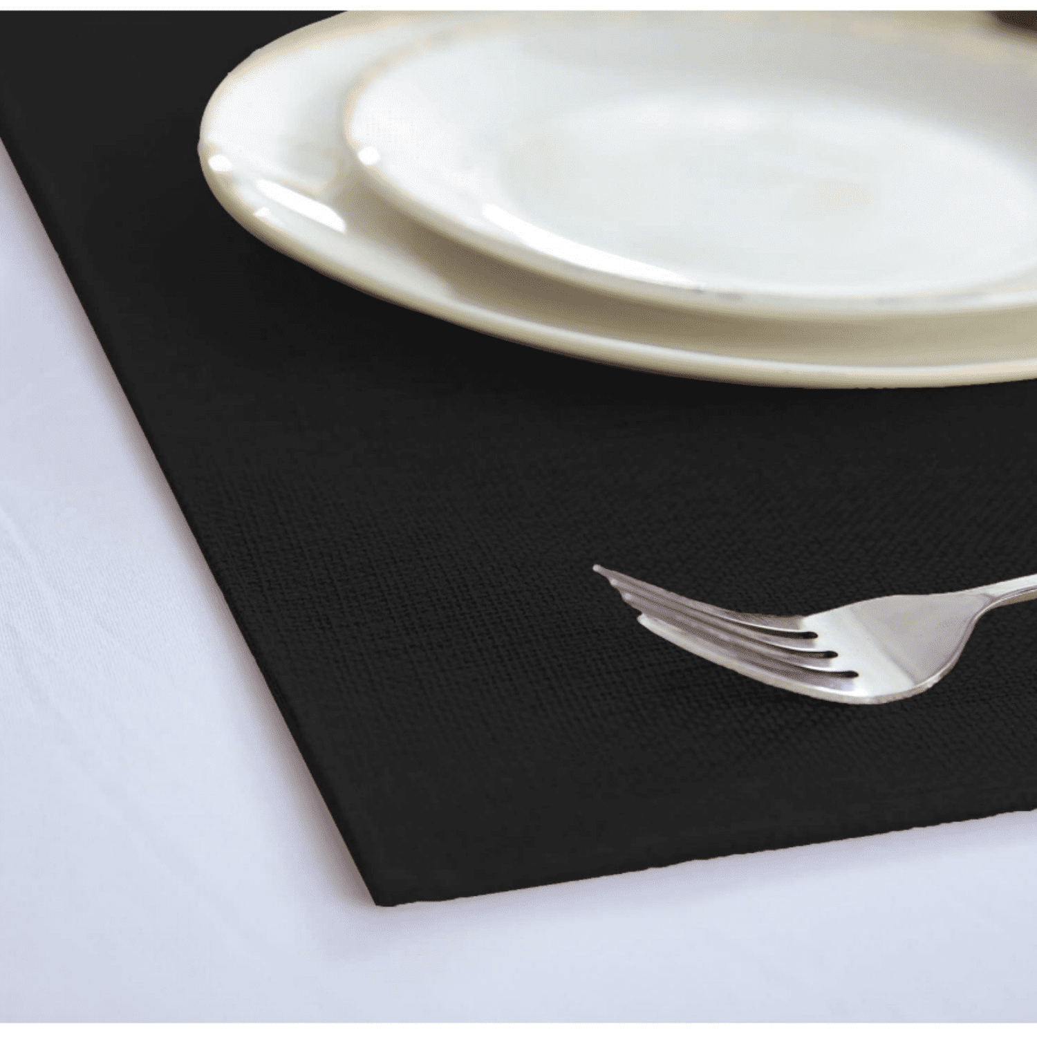 Cloth Placemats Set of 8, Linen Type Fabric Placemats Mac Placemats Heat Resistant Placemats Wrinkle Free Thick Polyester Kitchen Place Mats for Dining Table (Black)