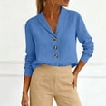 thumbnail image 4 of GUACER Long Sleeve Blouses for Women Casual Cotton Linen Button Down V Neck Loose Elegant Business Clothes, 4 of 8