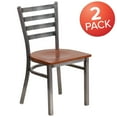 thumbnail image 2 of Flash Furniture 2 Pk. HERCULES Series Silver Antique Finish with Clear Coat Ladder Back Metal Restaurant Chair - Cherry Wood Seat, 2 of 8