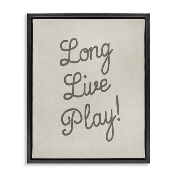 Stupell Industries Shabby Chic Long Live Play Phrase Black Floating Frame Canvas Art, 17 x 21, by Lil' Rue