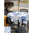 thumbnail image 4 of Blue Watercolor Floral Outdoor Tablecloth - 60x60 Inch Square Dining Table Cover, Spring Flower Abstract Art Waterproof Outdoor Table Cloth with Umbrella Hole & Zipper for Picnic/Patio/Party, 4 of 7