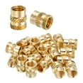 thumbnail image 1 of Uxcell Heat Set Threaded Inserts, 18 Pcs M8 x 12mm L x 10mm OD Pure Brass Metric Knurled Nuts Female Threaded Inserts Embedment Nut for 3D Printing Components and Plastic Materials, 1 of 7