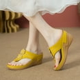 thumbnail image 4 of TOWED22 Womens Flip Flops High Heel Wedge Sandals Sparkly Jewels Beach Wedding Shoes(Yellow,7), 4 of 7