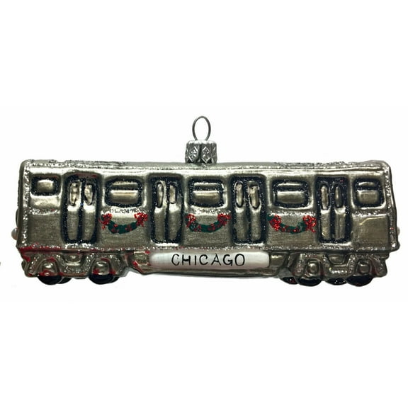 Chicago Subway Train Car Polish Glass Christmas Tree Ornament Made in Poland