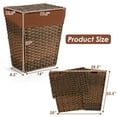 thumbnail image 2 of Gymax Handwoven Laundry Hamper Foldable w/Removable Liner, Lid & Handles Brown, 2 of 10