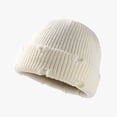 thumbnail image 2 of Penkiiy Beanie Hat Roll-up Edge Skullcap Fisherman Beanie for Men Women Winter Warm Knit Caps Fisherman Unisex White, 2 of 2