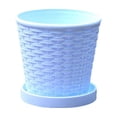 thumbnail image 2 of AYktou Imitation Wickerwork Planters, 3.9×3.7 Inch Flower Pots Outdoor & Indoor Planting Round Flowerpot with Drainage Hole & Saucer Modern Decorative Planter for Balcony Garden Home Decor, White, 2 of 6