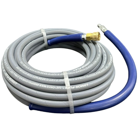 Pressure-Pro 3/8 ft. x 50 ft. 4200 PSI Gray Non-Marking Commercial Grade Pressure Washer Replacement Hose with Quick Disconnects