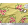 thumbnail image 2 of Soimoi Yellow Heavy Satin Fabric Flower Floral Decor Fabric Printed 1 Yard 56 Inch Wide, 2 of 3