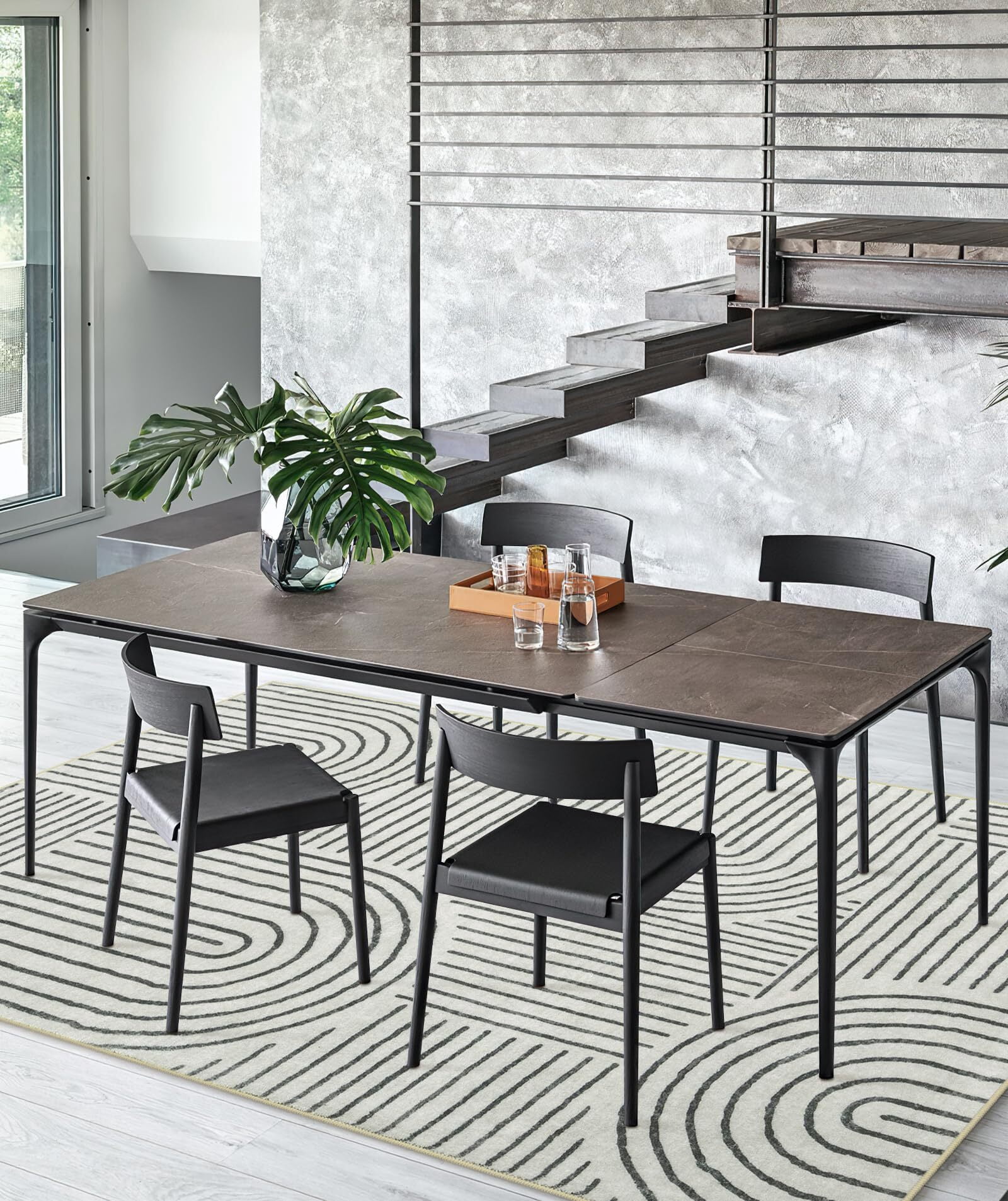 Moynesa 5'x7' Abstract Area Rugs for Living Room, Ultra-Thin Soft Washable Rug Non-Slip Modern Bedroom Rug Indoor Large Throw Carpet for Dining Room Office Dorm Playroom, Black