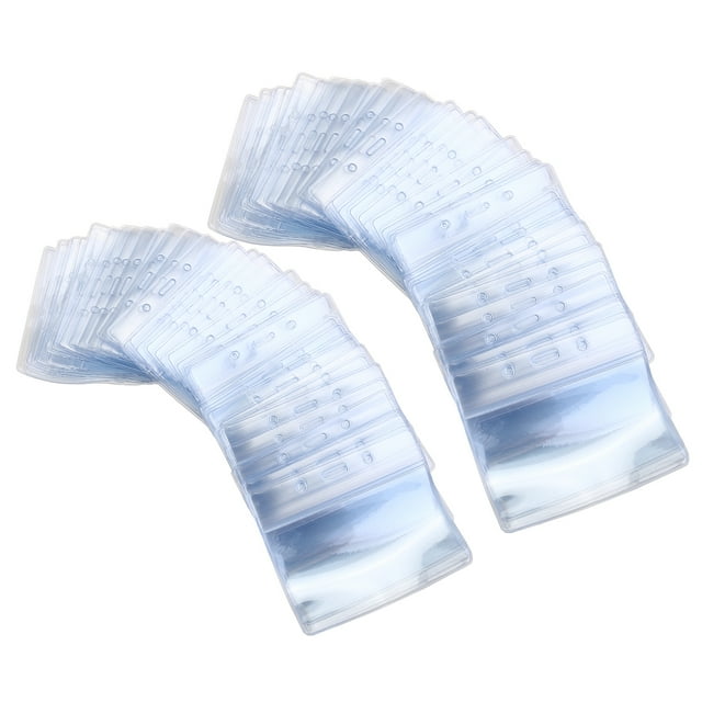 MasteelfCA 100pcs Waterproof Plastic Horizontal Name Tag Badge ID Holders (Clear)