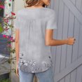 thumbnail image 4 of Mujeres de Verano Tops de Manga Corta Impresa Casual Cuello Redondo Plisado Superior 95% Poliéster 5% Spandex, Blusa de Moda para Todas las Estaciones, 4 of 6
