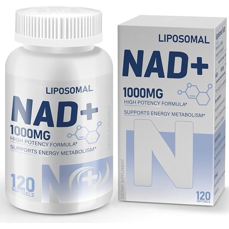 120 Softgels-1000MG Pure Liposomal NAD+ Supplement, High NAD Potency, High Absorption, Boost Energy and DNA Repair, Aging Defense and Brain Function