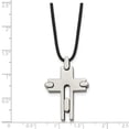thumbnail image 5 of Titanium Cord Necklace with Pendants Chain Chisel Polished Cross Leather 18 inch 24 mm, 5 of 5