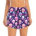 thumbnail image 2 of Balery Skull mushroom colorful cute Pantalones cortos deportivos para mujer con forro y dos bolsillos, elásticos, para entrenamiento, gimnasio, yoga-X-Large, 2 of 7