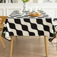 thumbnail image 2 of Nvzi Water Repellent Velvet Plush Tablecloth for Dining Table Geometric Print Dust Proof Washable Table Cloths (Black,55x71), 2 of 5