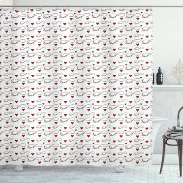 Ambesonne I Love You Shower Curtain, Infinity, 69"Wx70"L, Red Black White