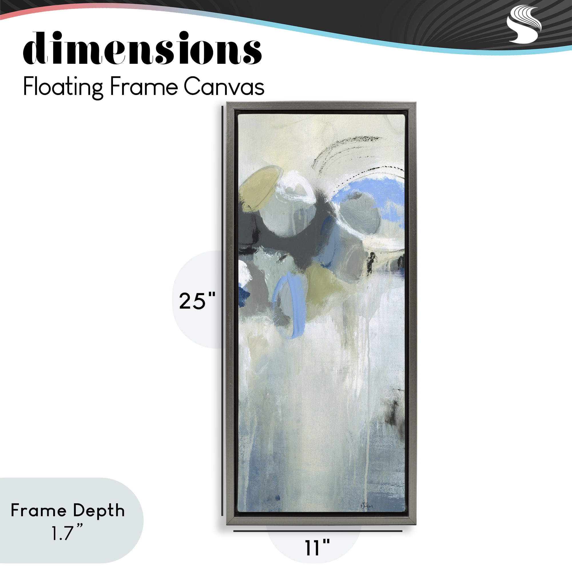 Stupell Industries Beige & Blue Dapples Gray Framed Floater Canvas Wall Art, design by Lisa Ridgers