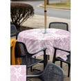 thumbnail image 5 of Outdoor Tablecloth with Umbrella Hole for Patio/Picnic/Party/Camping, Pink Coastal Waterproof Table Cloth Square Cover Washable, Nautical Coral Shell Conch Starfish Summer (60"x 60"), 5 of 9