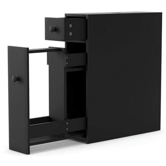 GVN Black Bathroom Cabinet Space Saver Storage Organizer-Black,