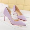 thumbnail image 4 of Women Pointed Toe High Heel Stiletto Pumps 7CM Satin Cut-Out Wedding Evening Party Court Shoes, 4 of 7