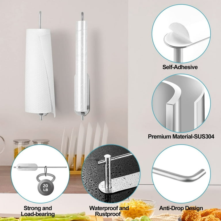 Self Adhesive Or Drilling Under Cabinet Paper Towel Holder Wall