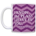 thumbnail image 2 of ThisWear Inspirational I Know the Plans I Have for You 11 ounce 2 Pack Coffee Mugs Purple Chevron, 2 of 4