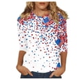 thumbnail image 2 of Conairie 4th of July Shirt Womens American Falg Print Crew Neck Long Sleeve Patriotic T Shirt Relaxed Fit Holiday Commemorative Tops White L, 2 of 4