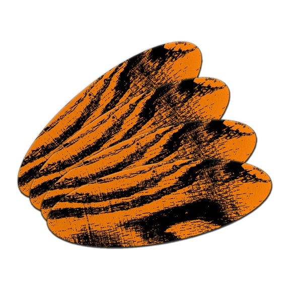 Wood Grain Orange Double-Sided Oval Nail File Emery Board Set 4 Pack