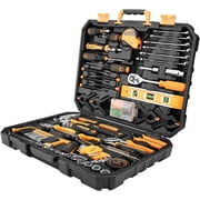 DEKOPRO 228 Piece Socket Wrench Auto Repair Tool Combination Package Mixed Tool Set Hand Tool Kit with Plastic Toolbox Storage Case