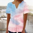 thumbnail image 2 of Womens Tops Printed V-neck Button Up Short Seeved Top Summer Blouses Pink XL, 2 of 4
