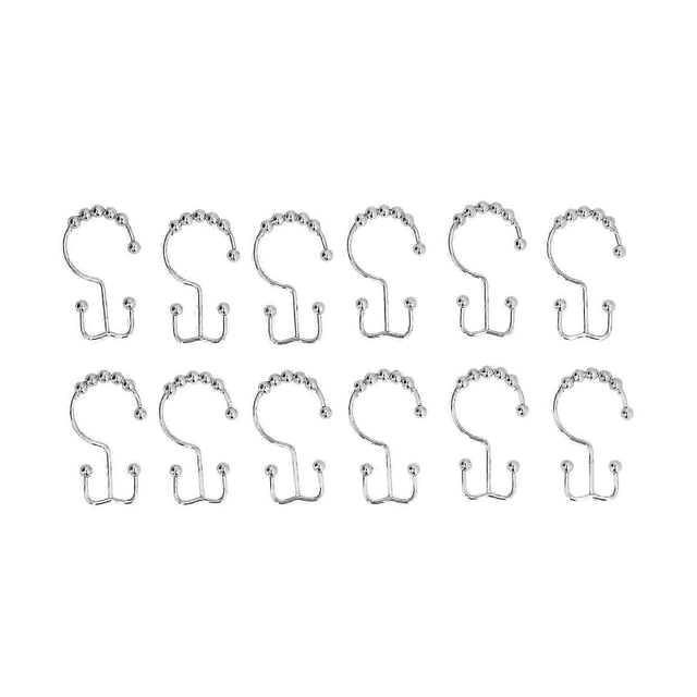 12 ganchos de cortina de acero inoxidable de doble deslizamiento para baño.