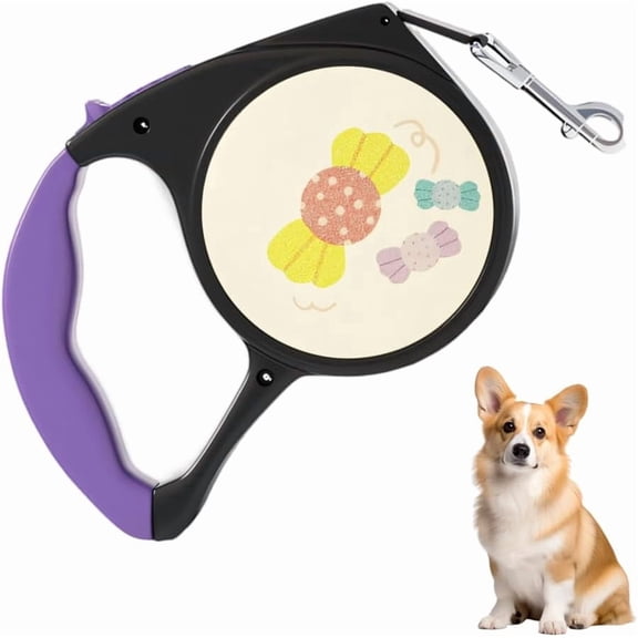 16ft Retractable Dog Leash for Small Medium Dogs, 5m Extendable Nylon Walking Lead with Anti-Slip Ergonomic Handle & Single Hand Control