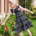 thumbnail image 6 of Plebaso Kids Girls Ruffle Sleeve Dresses Crew Neck Tiered Midi Dresses Summer Flowy Casual Dresses for Girls, 6 of 7