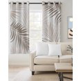 thumbnail image 1 of Tropical Palm Leaves Blackout Curtains Light Blocking Print Window Curtains, Summer Natural Botanical Beige Brown Thermal Insulated Window Drapes for Living Room Kitchen Cafe (2 Panels, 55"W x 39"L), 1 of 4