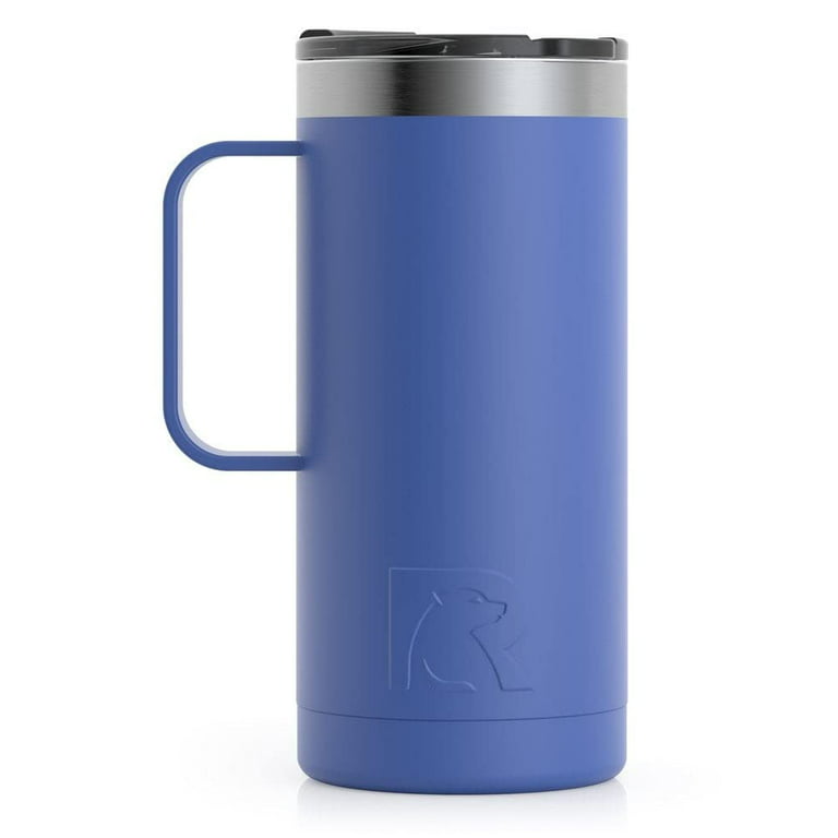 RTIC 16 oz Coffee Travel Mug with Lid and Handle, Stainless Steel Vacuum-Insulated  Mugs, Leak, Spill Proof, Hot Beverage and Cold, Portable Thermal Tumbler Cup  for Car, Camping, Freedom Blue 