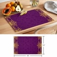 thumbnail image 6 of Vintage Purple Placemats Set of 1, Yellow Flower Lace Baroque Ethnic Style Non-Slip Place Mats Washable Table Mats for Kitchen Dining Table Decorations Indoor/Outdoor, 6 of 9