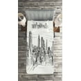 thumbnail image 2 of Ambesonne Modern Quilted Coverlet 2 Pcs, Sketchy NYC Cityscape, Twin Size, Grey White, 2 of 2
