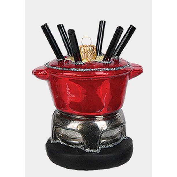 Fondue Pot Polish Mouth Blown Glass Christmas Ornament Kitchen