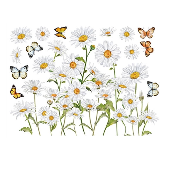 Clearance Stickers under $1,Colorful Floral Bouquet Window Sticker Flower Window Clings Reusable Removable Double For Home Decor