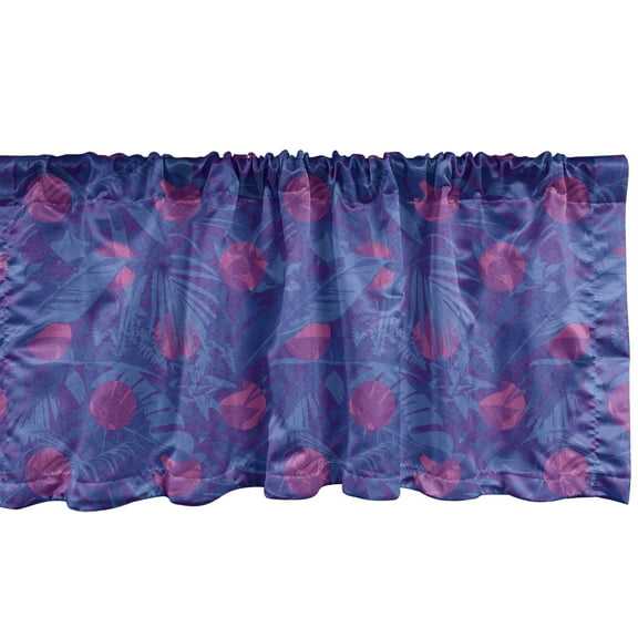 Ambesonne Jungle Leaves Window Valance, Geometric Circular, 54" X 18", Fuchsia Violet Blue