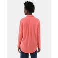 thumbnail image 3 of Time and Tru Women's Double Cloth Cotton Shirt with Long Sleeves, Sizes XS-XXXL, 3 of 5