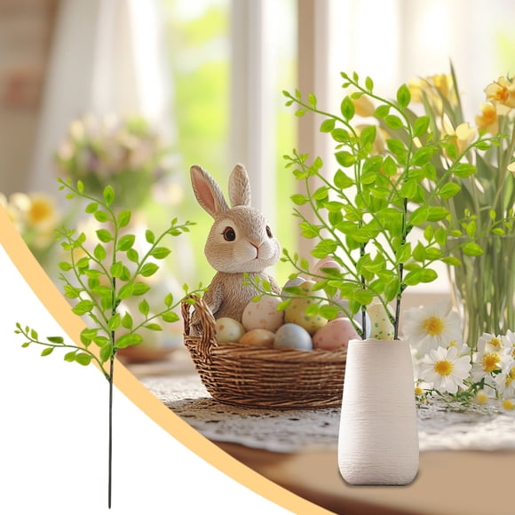 Wuztai Spring Simulation Green Leaves Hand Bouquet, Realistic Plastic Wedding Bouquet Flowers, Home Table Decoration Artificial Floral Arrangement for Wedding Office