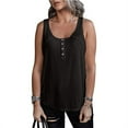 thumbnail image 1 of New Women's Camis Sleeveless Tee Casual Crewneck Tank Top Button Patchwork Vest, 1 of 4