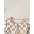 thumbnail image 5 of ZINTAOZT Newborn Baby Girl Boy One Piece Checkerboard Romper Long Sleeve Zipper Jumpsuit Spring Fall Clothes 0-12M, 5 of 8